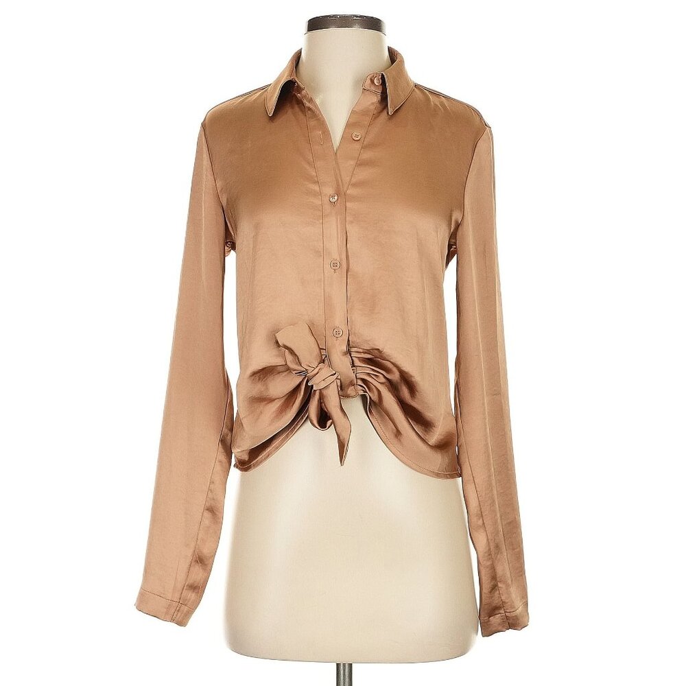 Express Long Sleeve Tie-Front Blouse